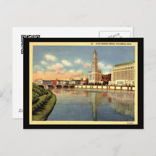 Civic Center, Columbus, Vintage Ohio Briefkaart (Voorkant / Achterkant)
