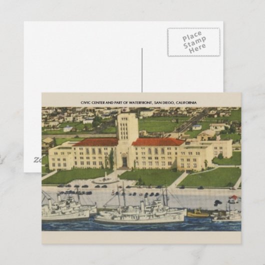  Civic Centre in het Briefkaart San Diego (Voorkant / Achterkant)