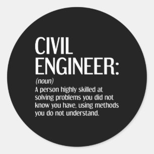 Civiele ingenieur Definitie Civiele Techniek Ronde Sticker