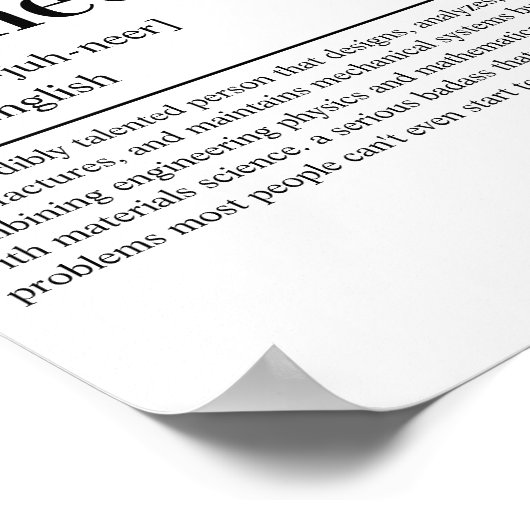 Civiele Ingenieur Definitie Leuke Techniek Verjaar Poster (Hoek)