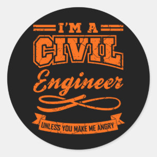 Civiele ingenieur Funny Engineering Afstuderen gra Ronde Sticker