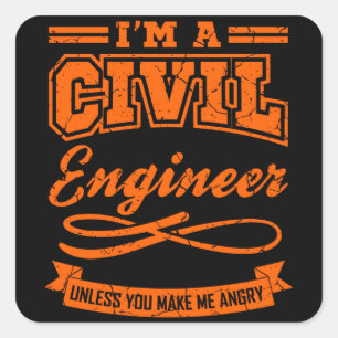Civiele ingenieur Funny Engineering Afstuderen gra Vierkante Sticker