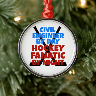 Civiele ingenieur houdt van Hockey Metalen Ornament