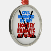 Civiele ingenieur houdt van Hockey Metalen Ornament (Rechts)