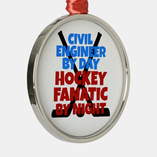 Civiele ingenieur houdt van Hockey Metalen Ornament (Rechts)