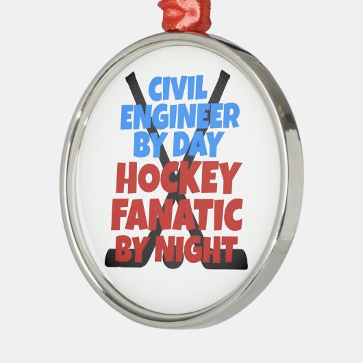 Civiele ingenieur houdt van Hockey Metalen Ornament (Links)