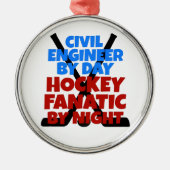 Civiele ingenieur houdt van Hockey Metalen Ornament (Voorkant)