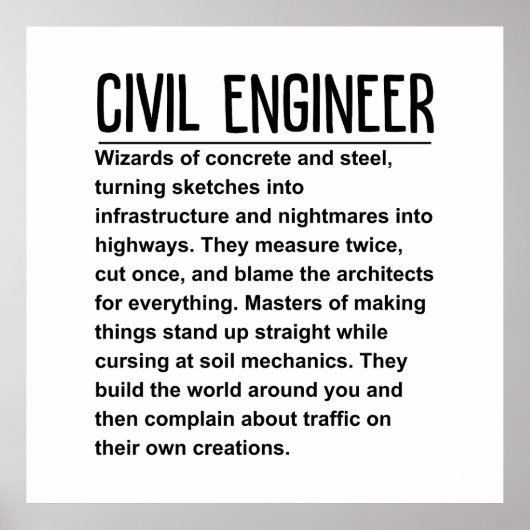 Civiele ingenieur poster (Voorkant)