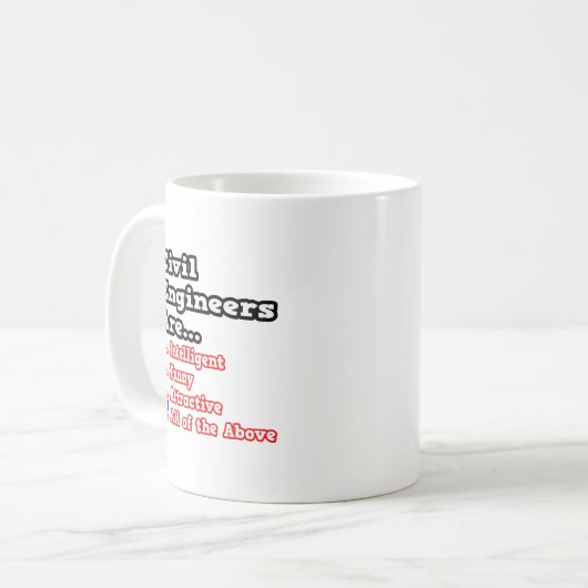 Civiele Ingenieur Quiz...Joke Koffiemok (Voorkant links)