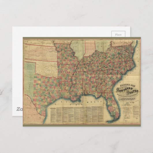 Civiele Oorlog Zuidelijke Staten Kaart van J. Lloy (Voorkant / Achterkant)