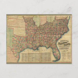 Civiele Oorlog Zuidelijke Staten Kaart van J. Lloy