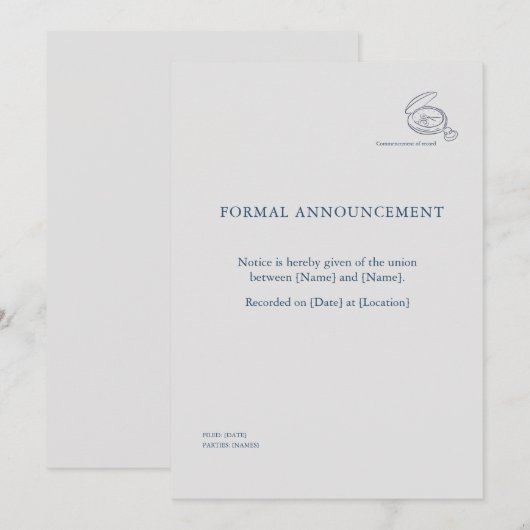 Civil Ceremony | Non-traditional Wedding Statement Kaart (Voorkant / Achterkant)