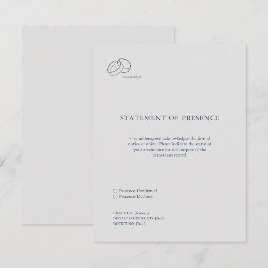 Civil Ceremony RSVP Card – Registry Wedding  (Voorkant / Achterkant)