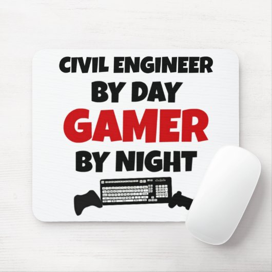Civil Engineer By Day Gamer By Night Muismat (Met muis)