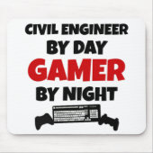 Civil Engineer By Day Gamer By Night Muismat (Voorkant)