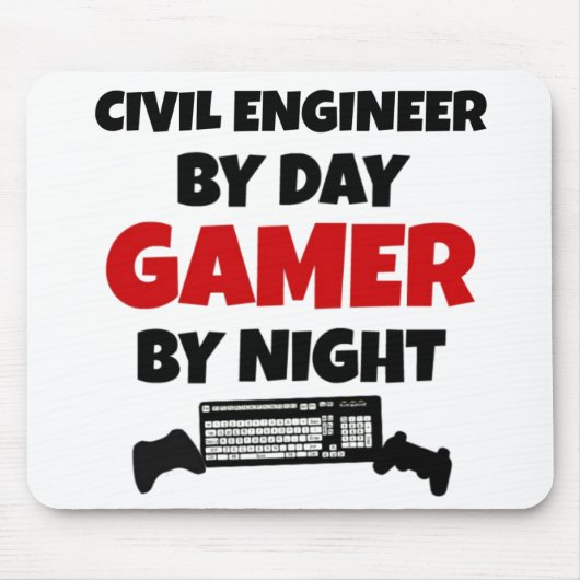 Civil Engineer By Day Gamer By Night Muismat (Voorkant)