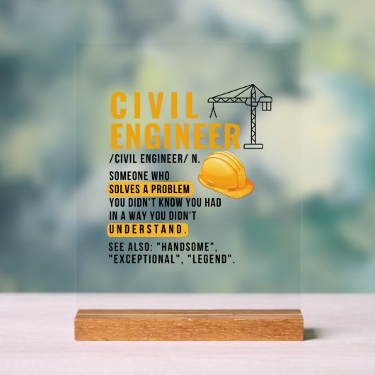 Civil Engineer Definitie Grappig Gift Acryl Bord (Neutraal)
