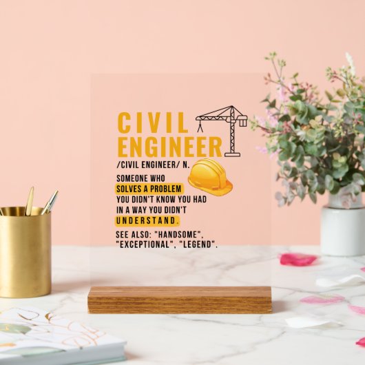 Civil Engineer Definitie Grappig Gift Acryl Bord (Huwelijk)