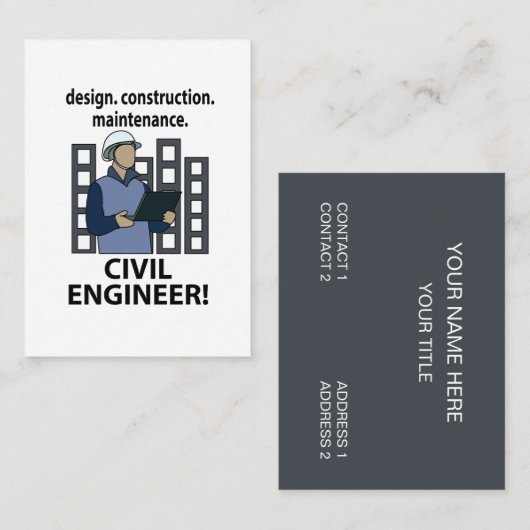 Civil Engineer Design Construction Civil Engineer Visitekaartje (Voorkant / Achterkant)