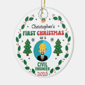 Civil Engineer Eerste Kerstboom Custom Name Keramisch Ornament (Links)