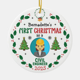 Civil Engineer Eerste Kerstdag Gepersonaliseerd Keramisch Ornament