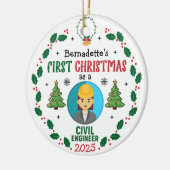 Civil Engineer Eerste Kerstdag Gepersonaliseerd Keramisch Ornament (Links)