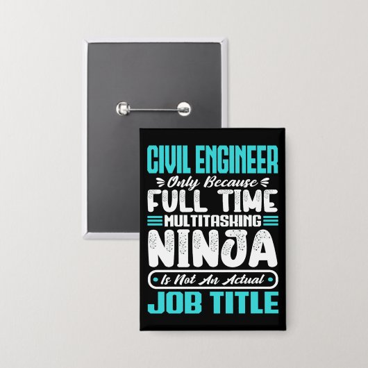 Civil Engineer Functie Titel Beroep Techniek Button (Voorkant / Achterkant)
