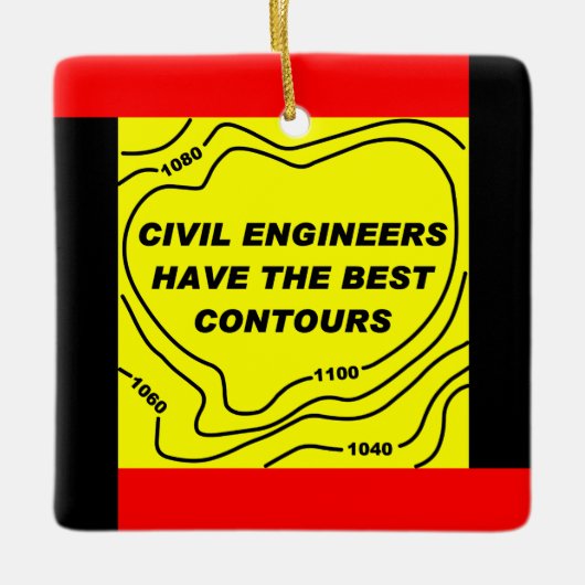 Civil Engineer Gele Contouren Keramisch Ornament (Voorkant)