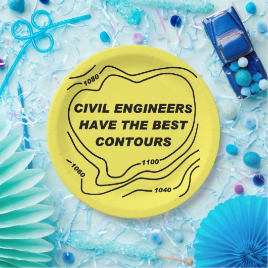 Civil Engineer Gele Contouren Papieren Bordje (Feest)