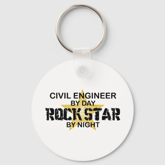 Civil Engineer Rock Star Sleutelhanger (Voorkant)
