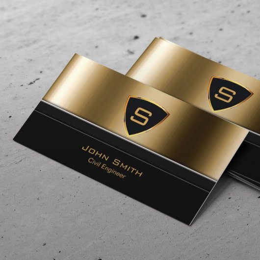 Civil Engineer Royal Gold Shield Monogram Visitekaartje