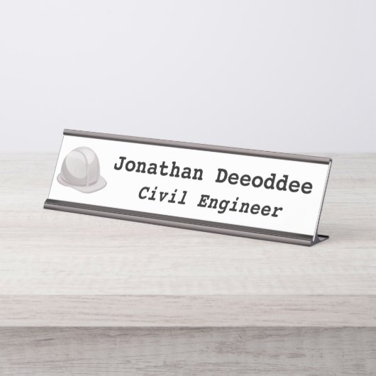 Civil Engineer White Bureau Naambordje (Voorkant)