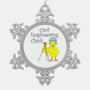 Civil Engineering Chick Tin Sneeuwvlok Ornament