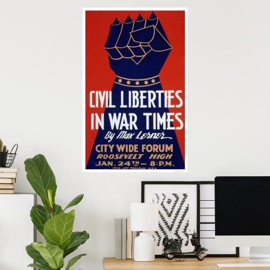 Civil Liberty WWWII 1940 WPA Poster (Thuiskantoor)