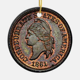 Civil War Confederate USA Penny Keramisch Ornament