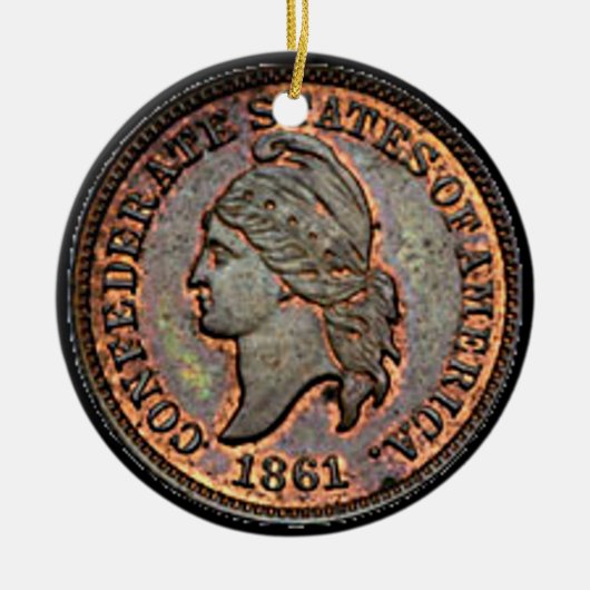 Civil War Confederate USA Penny Keramisch Ornament (Voorkant)