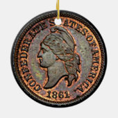 Civil War Confederate USA Penny Keramisch Ornament (Achterkant)