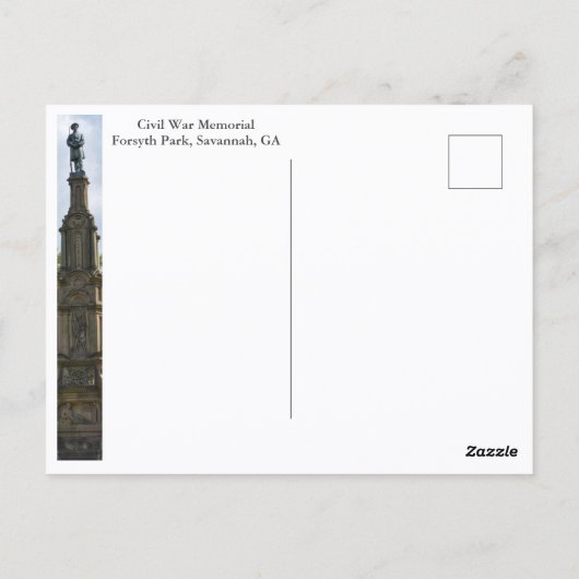 Civil War Memorial Savannah GA Forsyth Park foto Briefkaart (Achterkant)