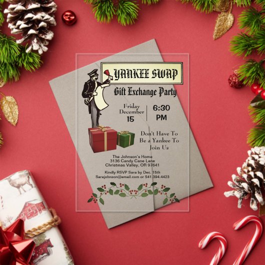 Civil  Yankee Swap Gift Exchange Party Acryl Uitnodigingen (Insity (Feestdagen))