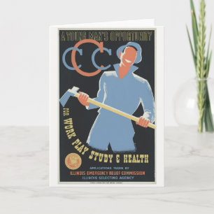 Civilian Conservation Corp: Work Play Studie Gezon Bedankkaart