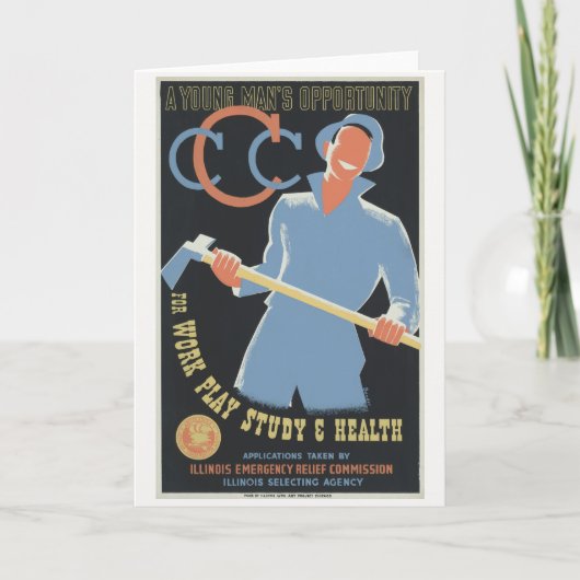 Civilian Conservation Corp: Work Play Studie Gezon Bedankkaart (Voorkant)