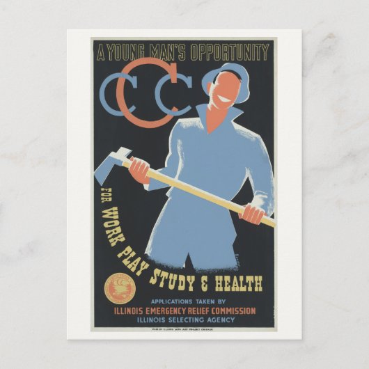 Civilian Conservation Corp: Work Play Studie Gezon Briefkaart (Voorkant)
