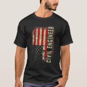 Civill Engineer 4th Of July US Flag Patriotic Engi T-shirt (Voorkant)