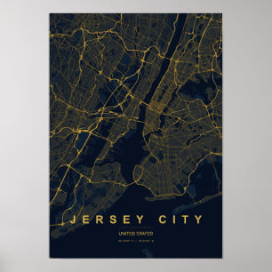 CJersey City New Jersey gestileerde kaartprint Poster