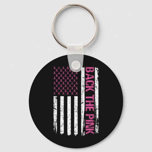 CK De Roze Amerikaanse Vlag Borstkanker AW Sleutelhanger (Voorkant)
