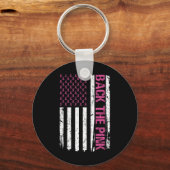 CK De Roze Amerikaanse Vlag Borstkanker AW Sleutelhanger (Voorkant)