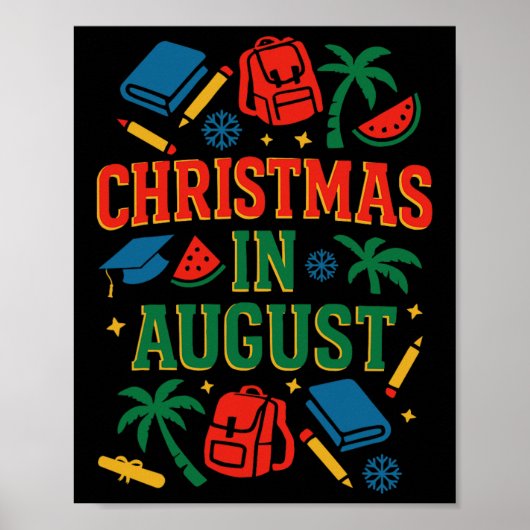 CK Naar school Xmas Palm Tree Afstuderen Christmas Poster (Voorkant)