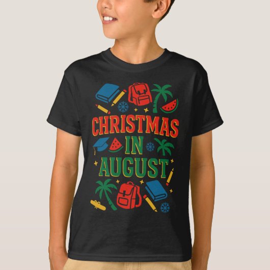 CK Naar school Xmas Palm Tree Afstuderen Christmas T-shirt (Voorkant)