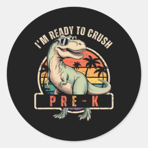 Ck Terug naar school Dinosaur Boy Ik ben klaar om  Ronde Sticker