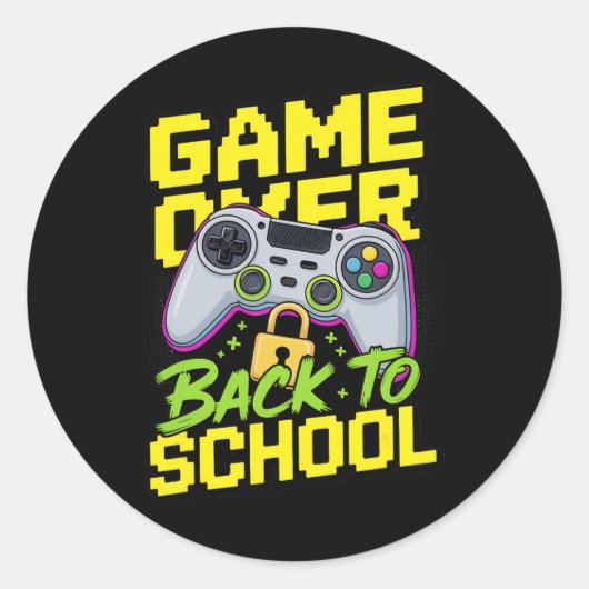 Ck Terug Naar School Gamer Controller Grappige Pun Ronde Sticker (Voorkant)